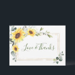 Elegant Sunflowers Eukalyptus Greenery Dankeskarte<br><div class="desc">Elegante Sonnenblumen Eukalyptus Greenery Danke Karte. Für weitere Anpassungen klicken Sie bitte auf den Link "Anpassen" und verwenden Sie unser Tool,  um diese Vorlage zu entwerfen. Wenn Sie Hilfe oder passende Artikel benötigen,  kontaktieren Sie mich bitte.</div>