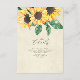 Elegant Sunflowers Garden Floral Wedding  Begleitkarte