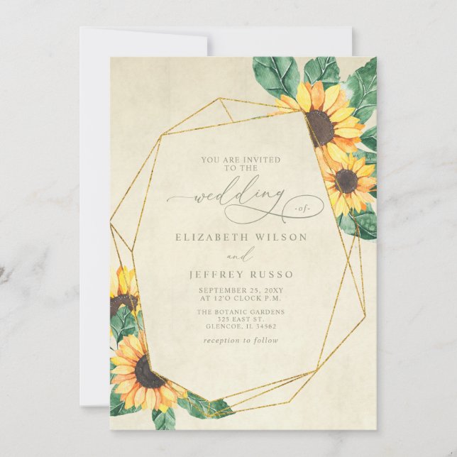Elegant Sunflowers Garden Floral Wedding Einladung (Vorderseite)