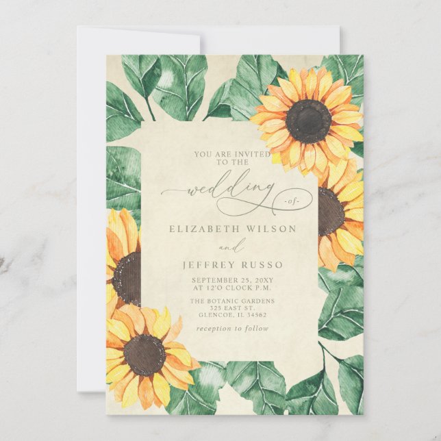 Elegant Sunflowers Garden Floral Wedding Einladung (Vorderseite)