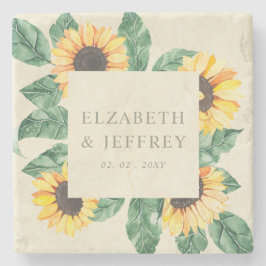 Elegant Sunflowers Garden Floral Wedding Steinuntersetzer