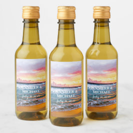 Elegant Sunset Beach Tropical Summer Elegant Weinetikett