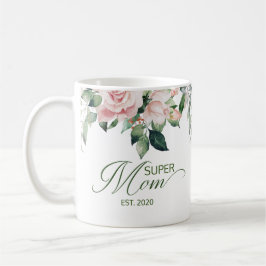 Elegant Super Mama Floral Script Muttertag Kaffeetasse