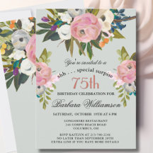 Elegant SURPRISE Handpainted 75th Birthday Party