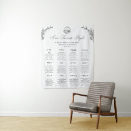 Elegant Swan 12 Tables Wedding Seating Chart Sign Wandteppich
