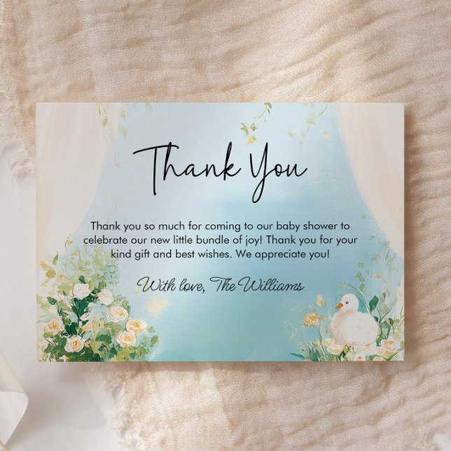 Elegant Swan Baby Shower Dankeschön Card Dankeskarte (Swan Baby Shower Thank You Card)