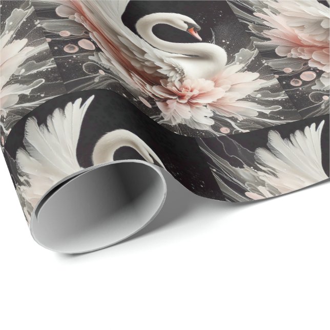 Elegant Swan Geschenkpapier Wrap Wrapping (Rolleneckpunkt)