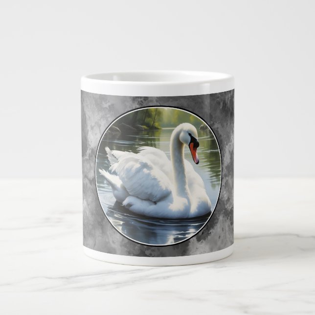 Elegant Swan is Swimming  in Water Jumbo-Tasse (Vorderseite)