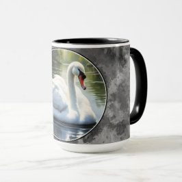 Elegant Swan is Swimming in Water Tasse