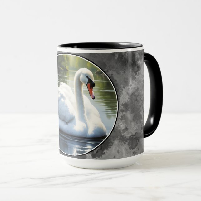Elegant Swan is Swimming  in Water Tasse (VorderseiteRechts)