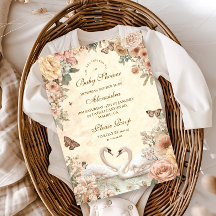 Elegant Swan Lake Floral Baby Shower