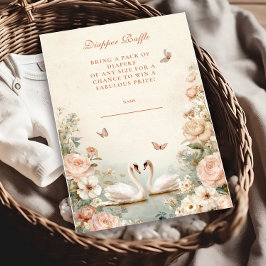 Elegant Swan Lake Floral Diapper Raffle Begleitkarte