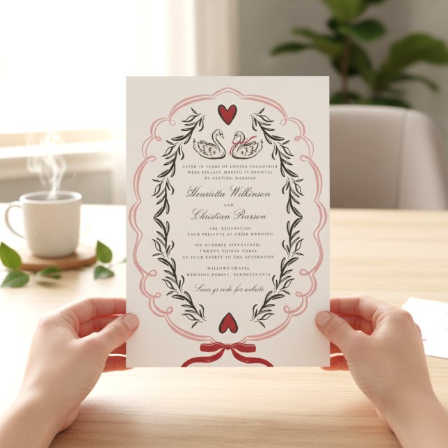 Elegant Swan Love Story Wedding Website Invitation Einladung (Von Creator hochgeladen)