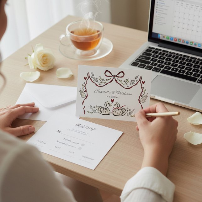 Elegant Swan Love Wedding Response Card RSVP Karte (Von Creator hochgeladen)