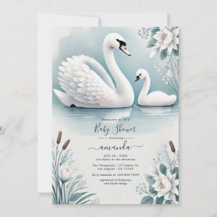 Elegant Swan und Cygnet Baby Shower Einladung