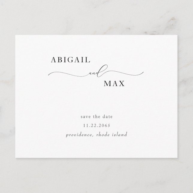 Elegant Swash Wedding Save the Date Announcement Postkarte (Vorderseite)
