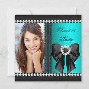 Elegant Sweet 16 16 Aquamarin Blue Diamonds Lace Einladung