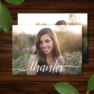 Elegant Sweet 16 2-sided Photo Birthday Thank You Dankeskarte