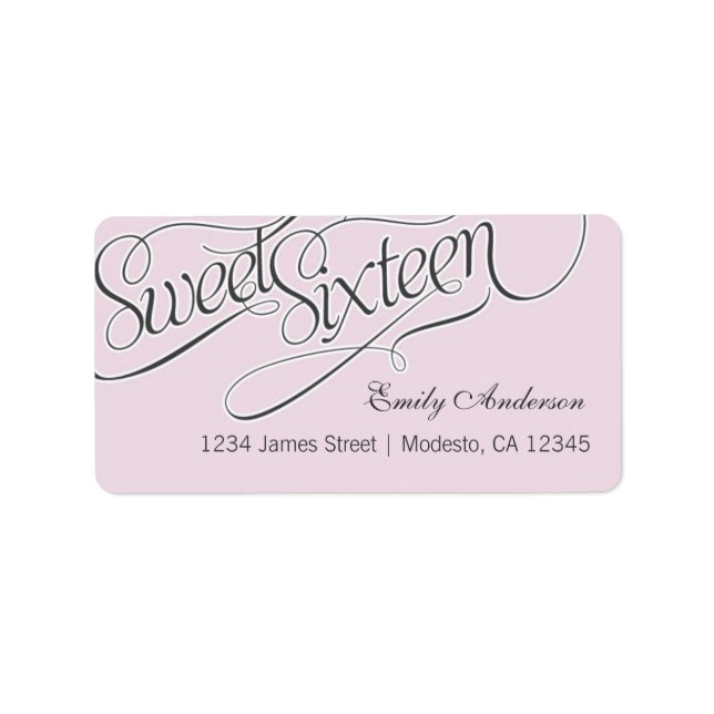 Elegant Sweet 16 Address Label in grelles Rosa Adressaufkleber (Vorne)