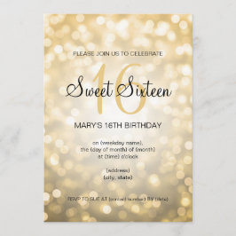 Elegant Sweet 16 Birthday Gold Glitzer Lights Einladung