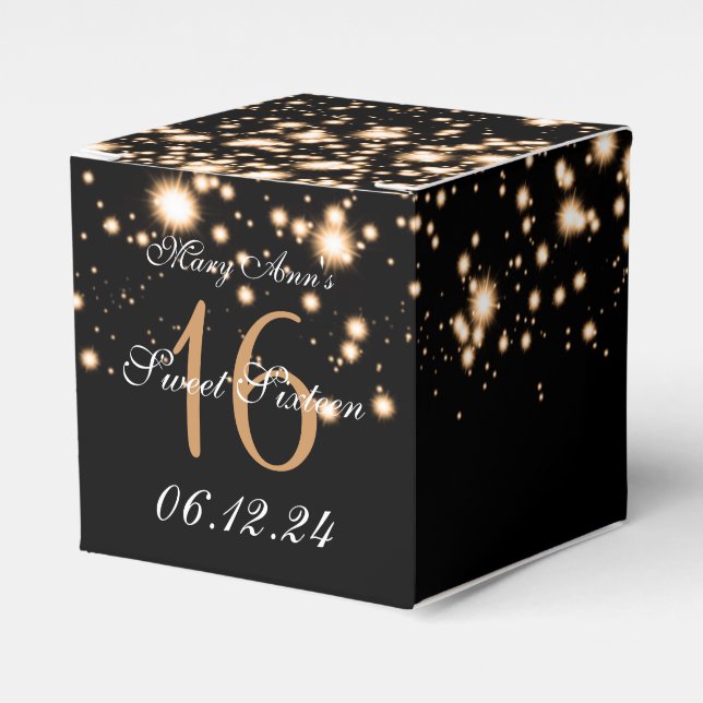 Elegant Sweet 16 Birthday Midnight Glam Gold Geschenkschachtel (Vorderseite)