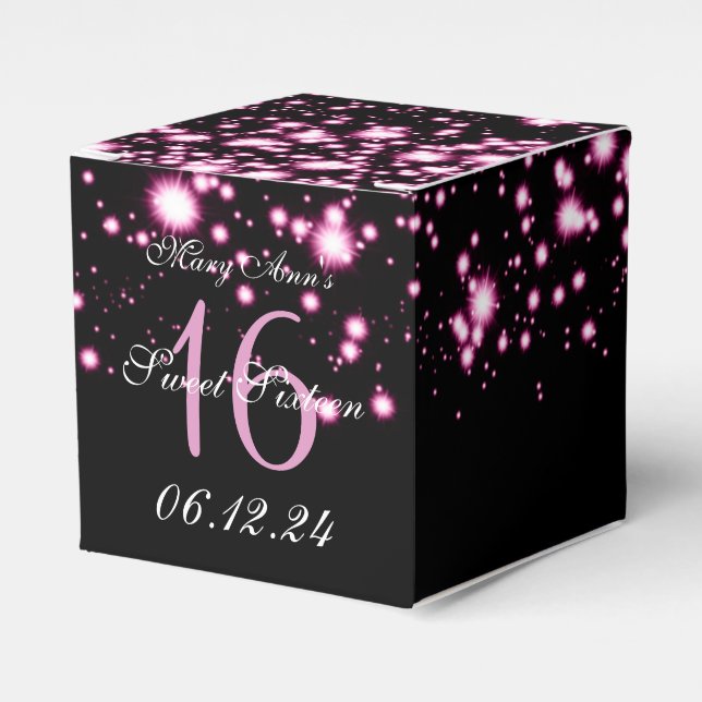 Elegant Sweet 16 Birthday Mitternacht Glam Pink Geschenkschachtel (Vorderseite)