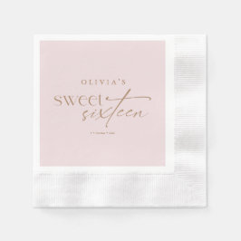 Elegant Sweet 16 Blush Pink Birthday Serviette