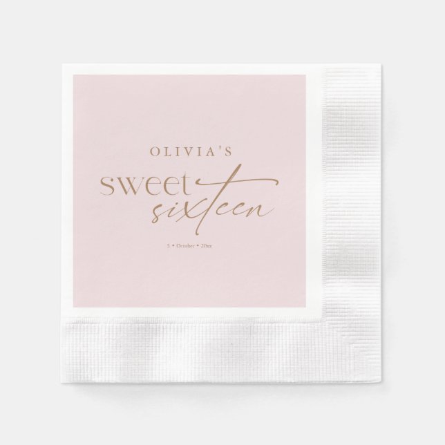 Elegant Sweet 16 Blush Pink Birthday  Serviette (Vorderseite)