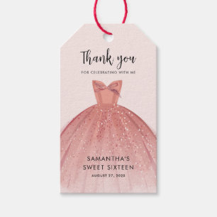 Elegant Sweet 16. Geburtstagsparty Danke Custom Geschenkanhänger