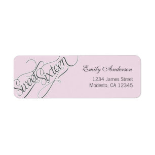 Elegant Sweet 16 Rücksendeadresse-Etikett in Pink