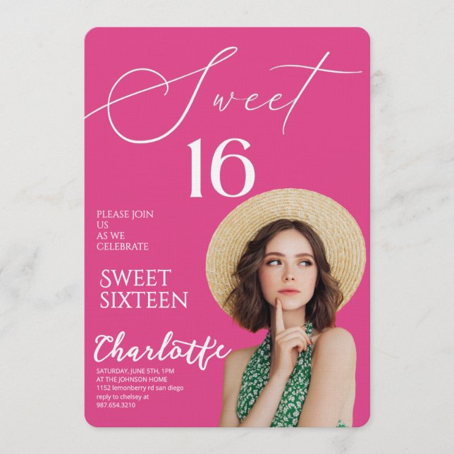 Elegant Sweet 16 Save the Date Birthday Einladung (Vorderseite)