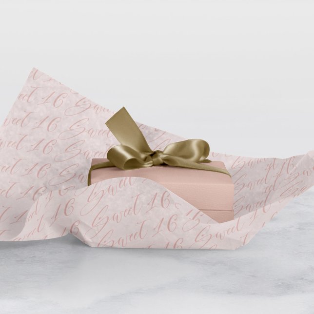 Elegant Sweet 16 Script Calligraphy Pattern Pink Seidenpapier (Von Creator hochgeladen)
