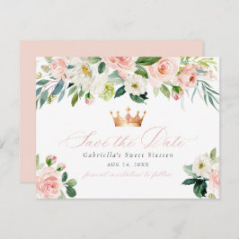 Elegant Sweet Blush Bloral Sweet 16 Save the Date Einladung