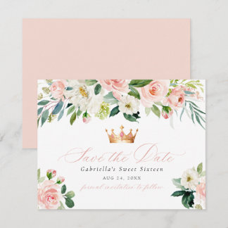 Elegant Sweet Blush Bloral Sweet 16 Save the Date Einladung