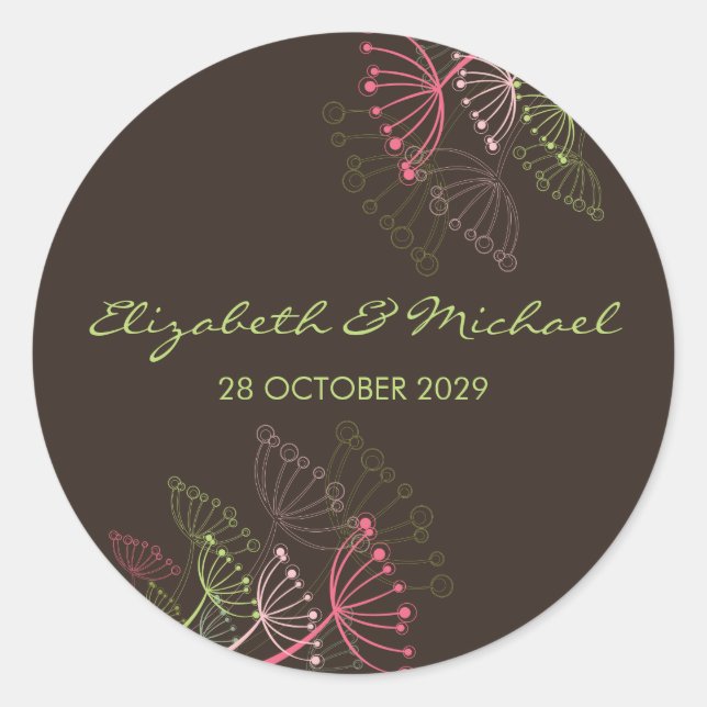 Elegant Sweet Dandelions Summer Wedding Stickers (Vorderseite)