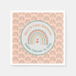 Elegant & Sweet Rainbow Light Coral Serviette