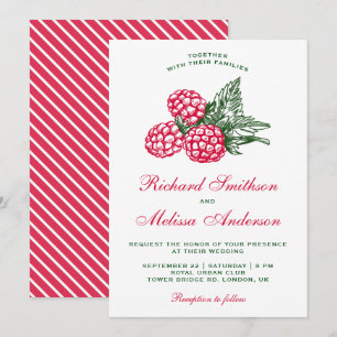 Elegant Sweet Raspberries Hochzeitsempfang Einladung