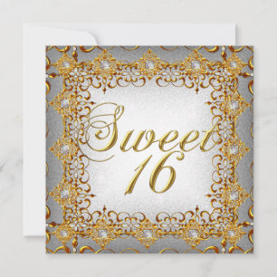 Elegant Sweet Sixteen Süße 16 Gold Diamanten Einladung