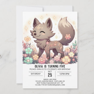 Elegant Sweet Wolf Digital Geburtstag Einladung