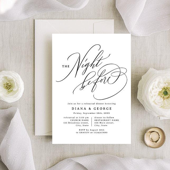 Elegant Swirl Script Simple Rehearsal Dinner Einladung (Elegant Swirl Script Simple Rehearsal Dinner Invitation)