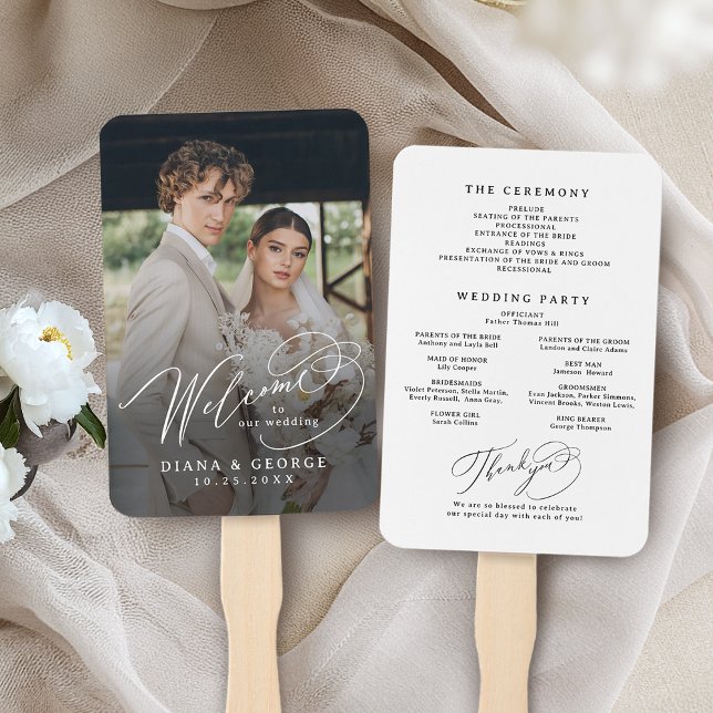 Elegant Swirl Script Simple Wedding Programs Fächer (Elegant Swirl Script Simple Wedding Programs Hand Fan)