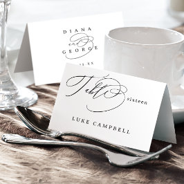 Elegant Swirl Script Wedding Foldable Place Card Tischnummer
