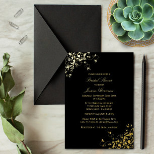 Elegant Swirls Bridal Shower Real Foil Invitation Folieneinladung