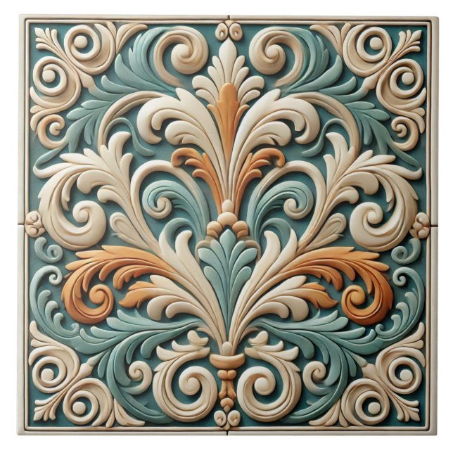 Elegant Symmetrische Keramik Fliese (Vorderseite)