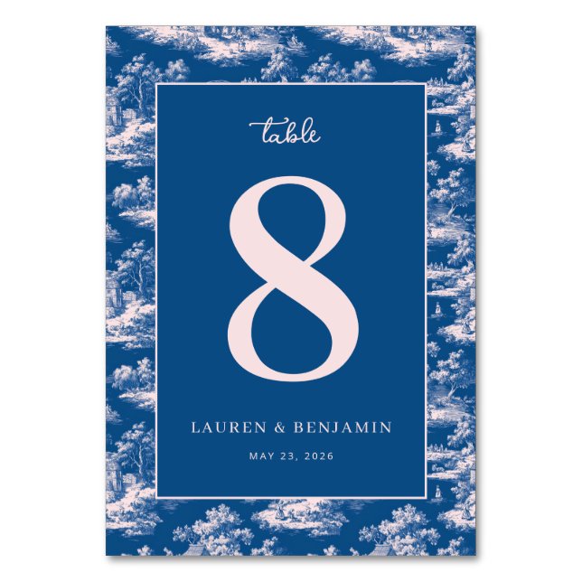 Elegant Table Number 8 Invitation Tischnummer (Vorderseite)