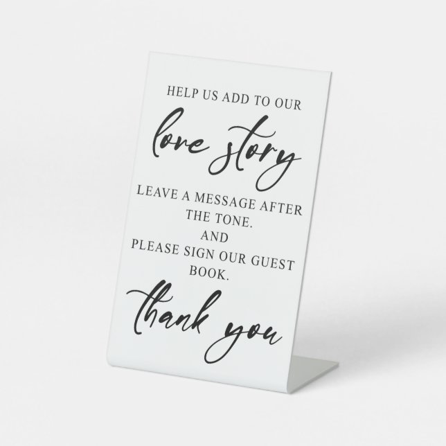 Elegant Tabletop Wedding Audio Guest Book Sign Sockelschild (Vorderseite)