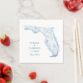 Elegant Tampa Florida Map Wedding Serviette