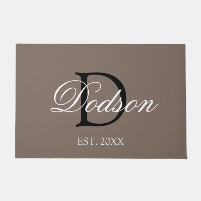 Elegant Tan Brown Script Family Monogram Fußmatte (Vorderseite)