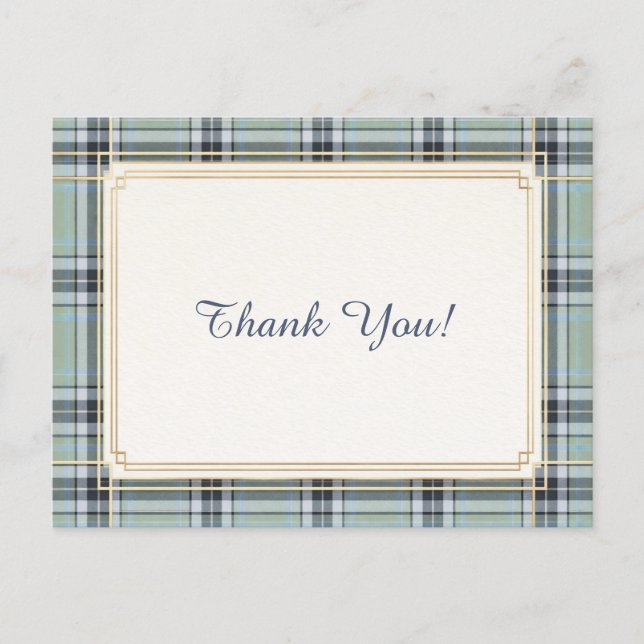 Elegant Tartan Frame Thank You  Postkarte (Vorderseite)