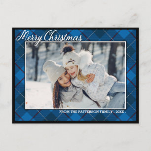 Elegant Tartan Frohe Weihnachtsfamilie Foto Postkarte